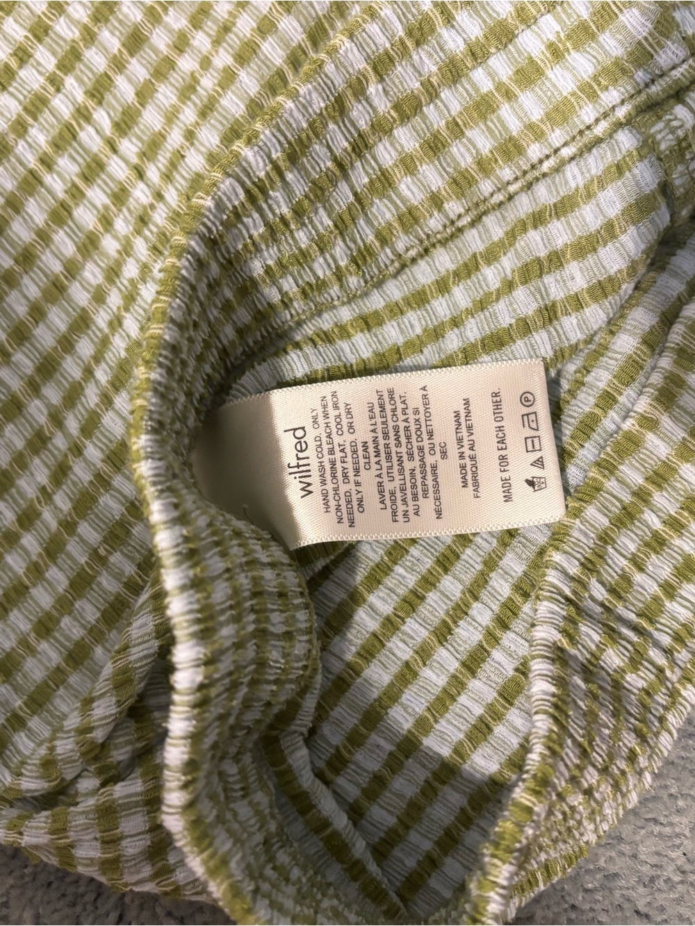 Wilfred Olive and White Striped Cropped Pants